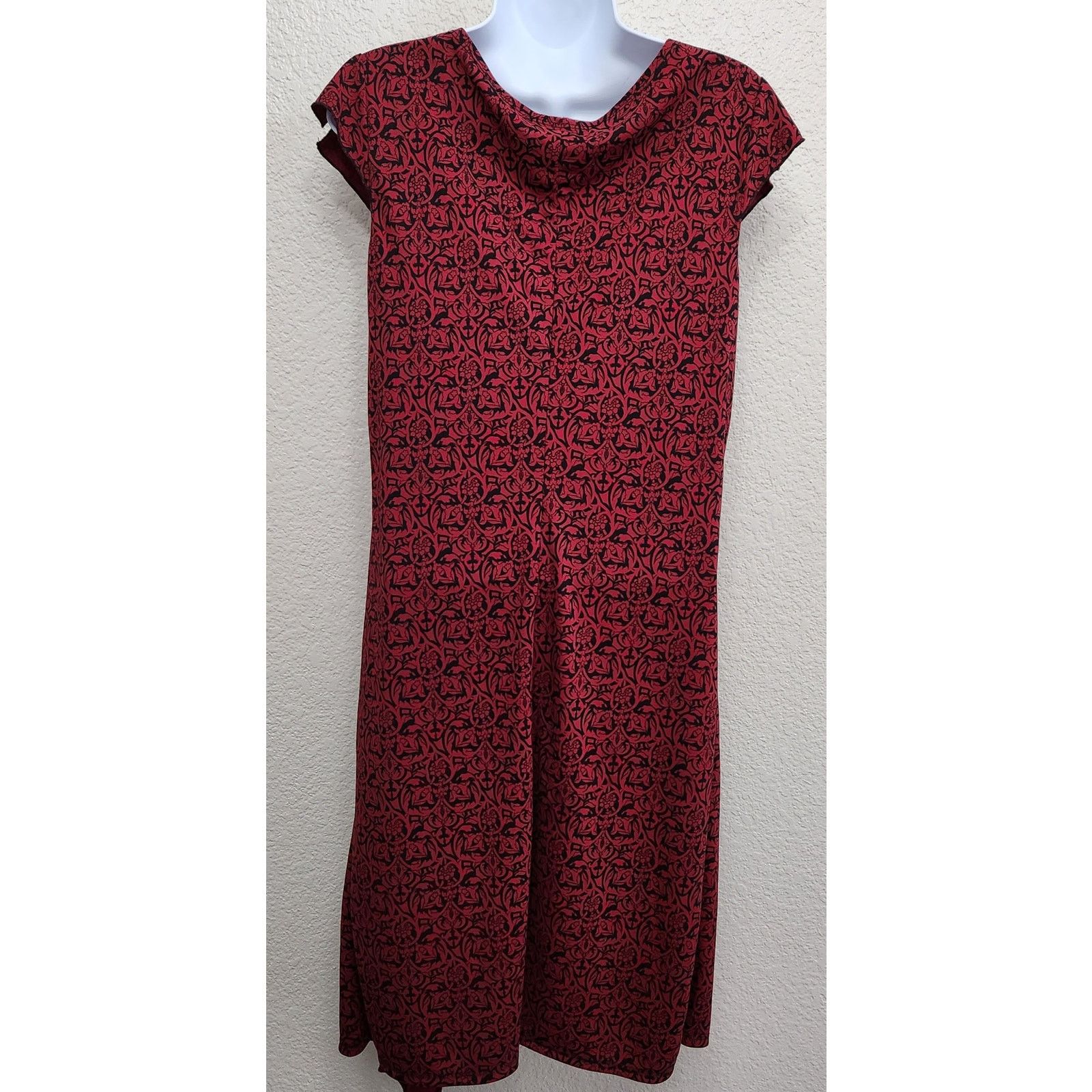 Other Kathie Lee Red Black Short Split Capped Sleeves Midi Dress M Size M / US 6-8 / IT 42-44 - 4 Thumbnail