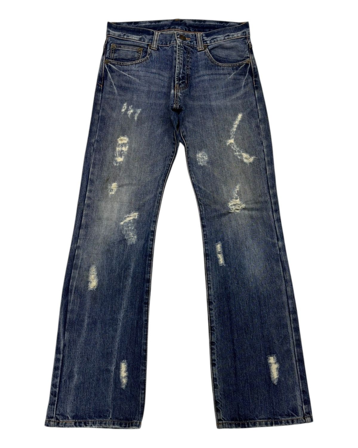 If Six Was Nine Vintage Skulls Ripped Japanese Denim Flare Jeans PPFM style Size US 32 / EU 48 - 1 Thumbnail