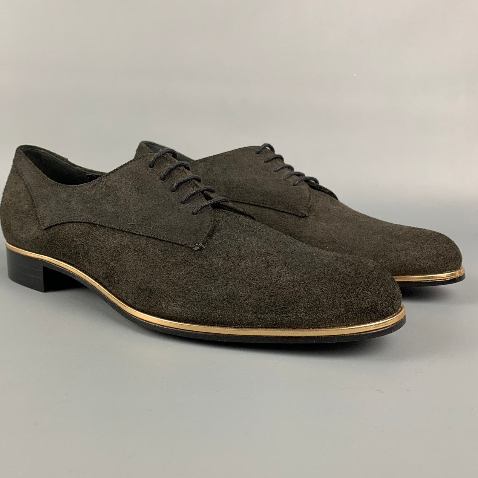 Moschino MOSCHINO Size 9.5 Brown Suede Gold Trim Laces Size US 9.5 / IT 39.5 - 2 Thumbnail