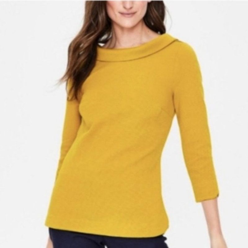 Boden Boden Womens Sarah Ottoman Knit Top 6 Mustard Preppy Classic Size M / US 6-8 / IT 42-44 - 1 Thumbnail