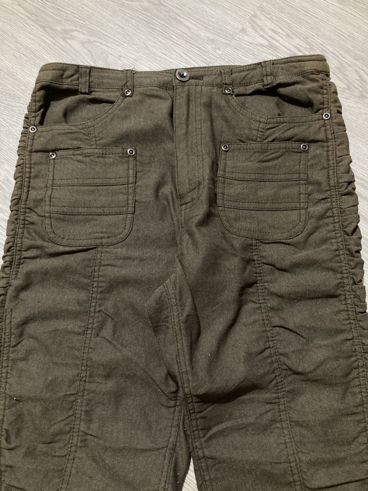 Le Grande Bleu (L.G.B.) 2000s Japanese Brand Ruched Pants Punk Lgb Style Green Army Size US 26 / EU 42 - 3 Thumbnail
