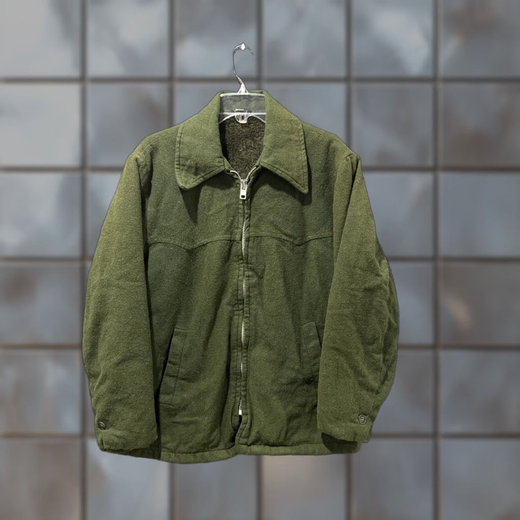 VINTAGE Robin Samson Hunting Jacket Green Fur Lined Zipper Men’s 42 Jacket 60s 70s