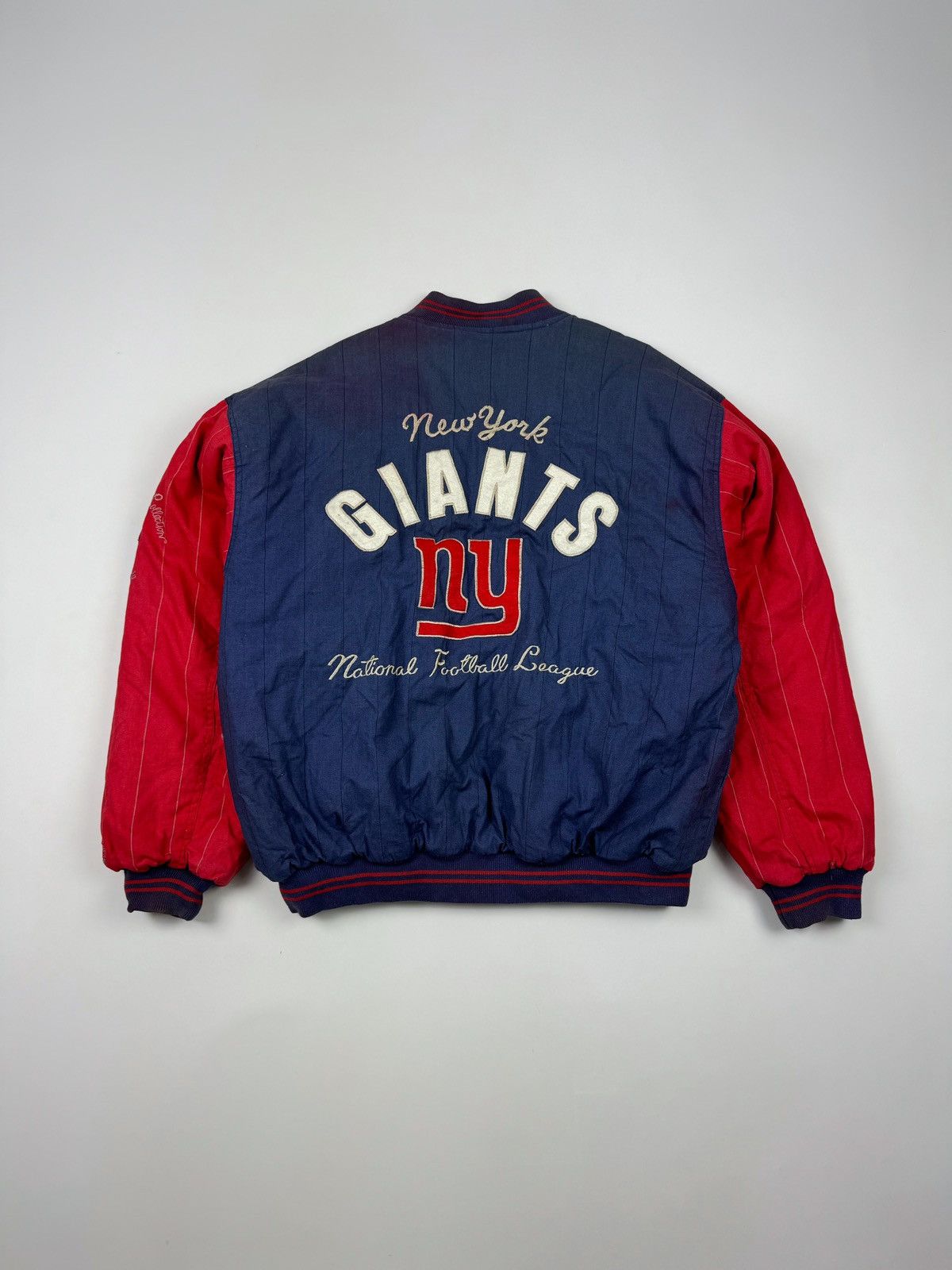 NFL 1990’s Vintage Faded NFL New York Giants Bomber Jacket Size US L / EU 52-54 / 3 - 18 Thumbnail