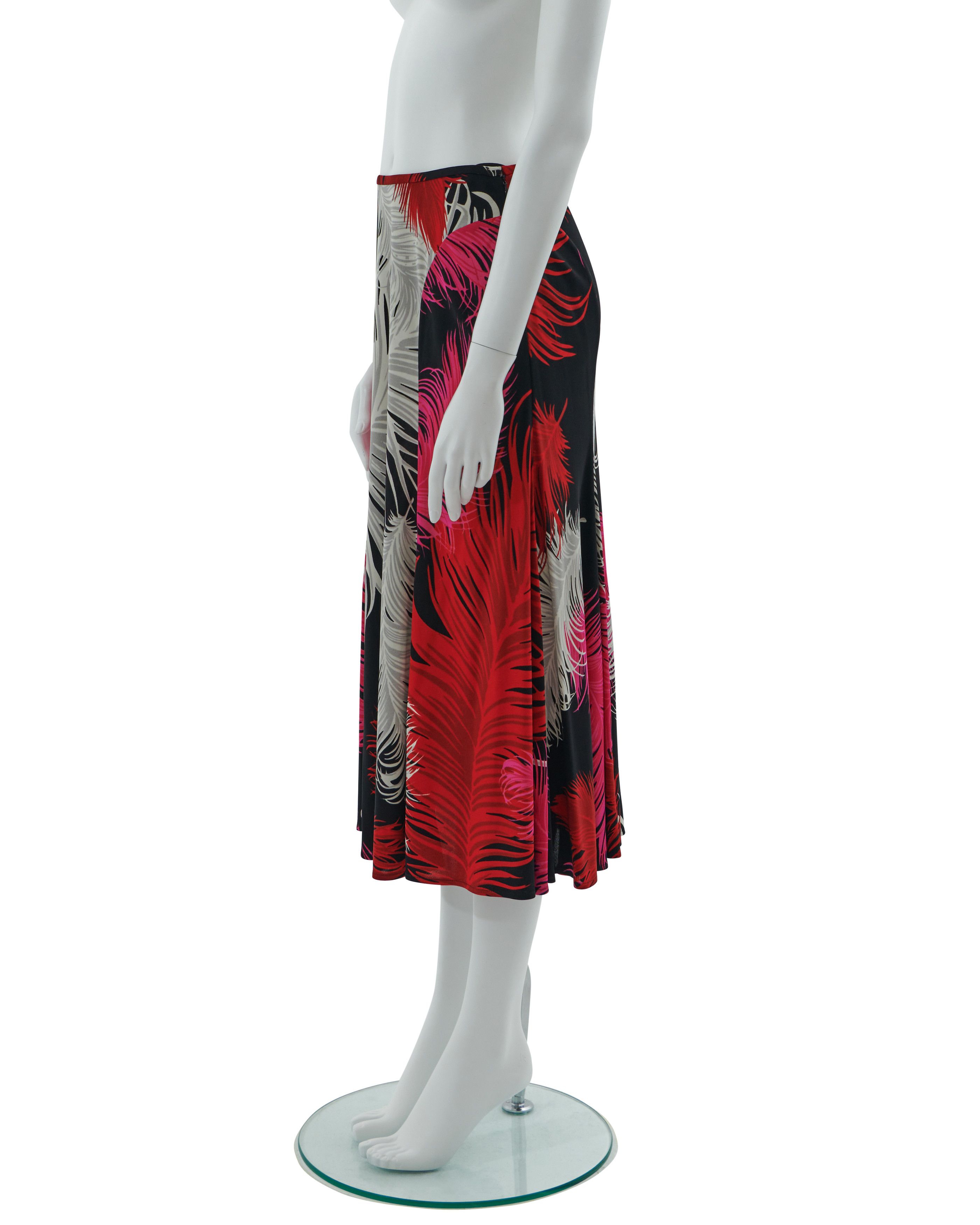 Versace Couture F/W 2001 Feather print jersey draped skirt Size 28" / US 6 / IT 42 - 3 Thumbnail
