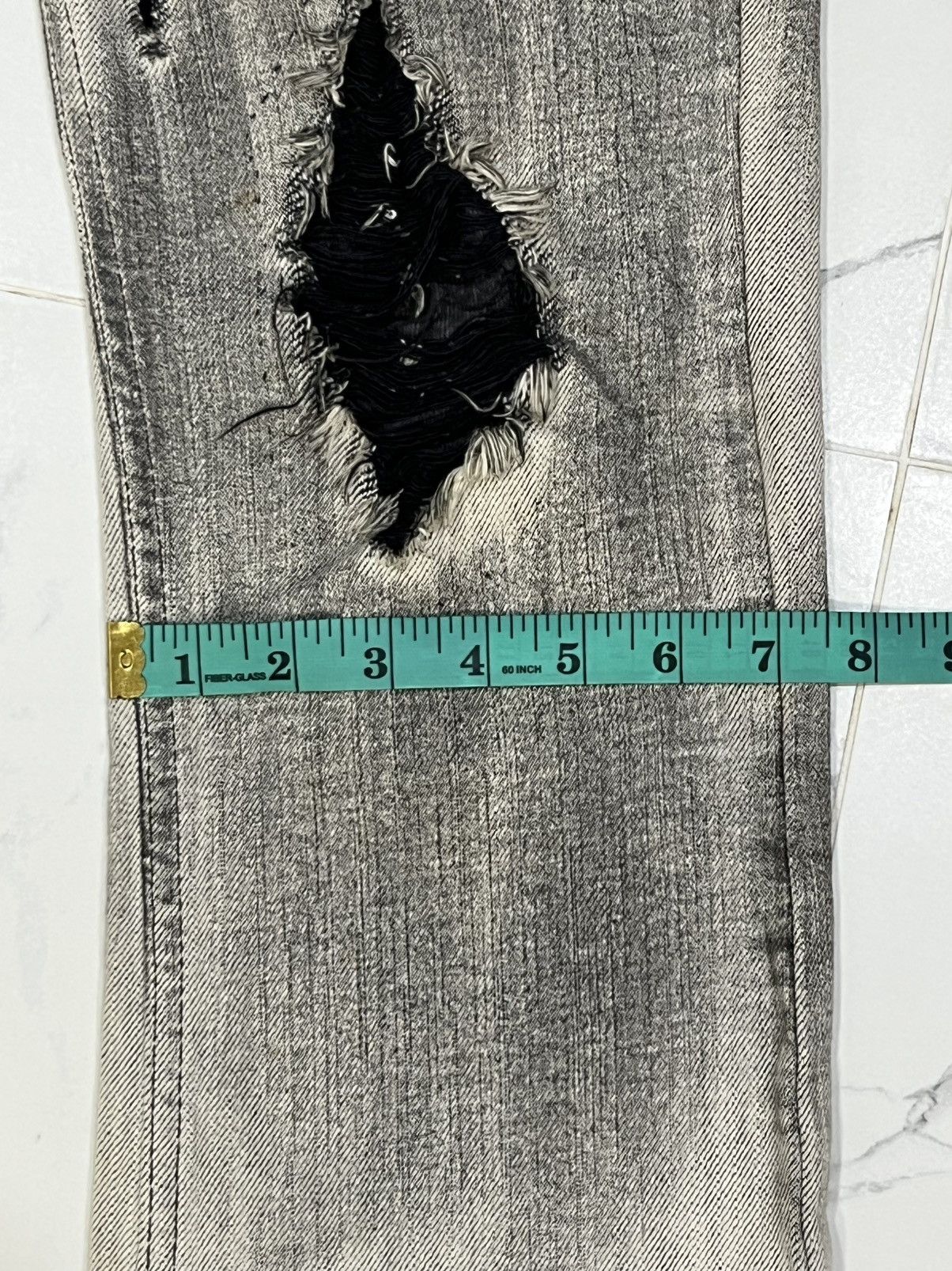 Japanese Brand FLARE💥Japan Brand Ripped Smoke Grey Flared Denim Jeans Size US 32 / EU 48 - 24 Thumbnail