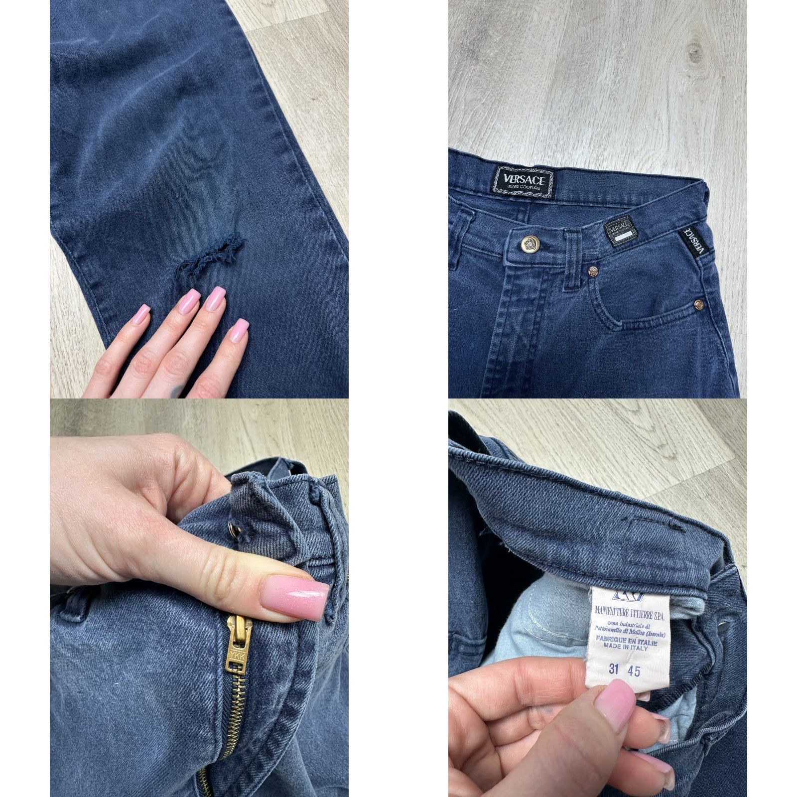 Versace Jeans Couture Versace Jeans Couture 90s Vintage Distressed Denim Pants Size 31 Men Jeans Blue 31 32 Inseam 105 cm 77 cm Size US 31 - 8 Thumbnail