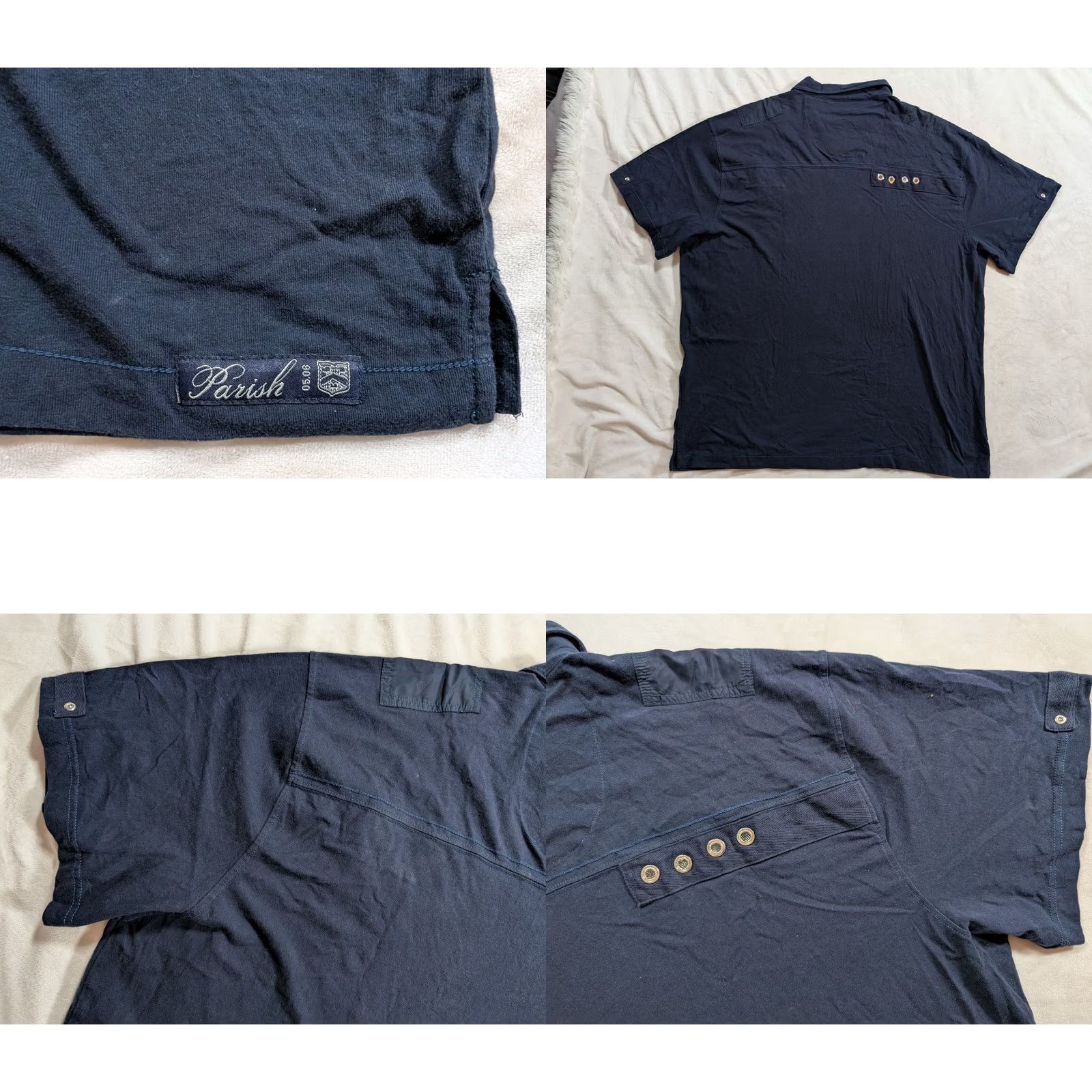 Vintage Parish School Polo Shirt Mens 4XL Blue Button Down Navy Hip Hop Epaulets Rap Size US XXL / EU 58 / 5 - 8 Thumbnail