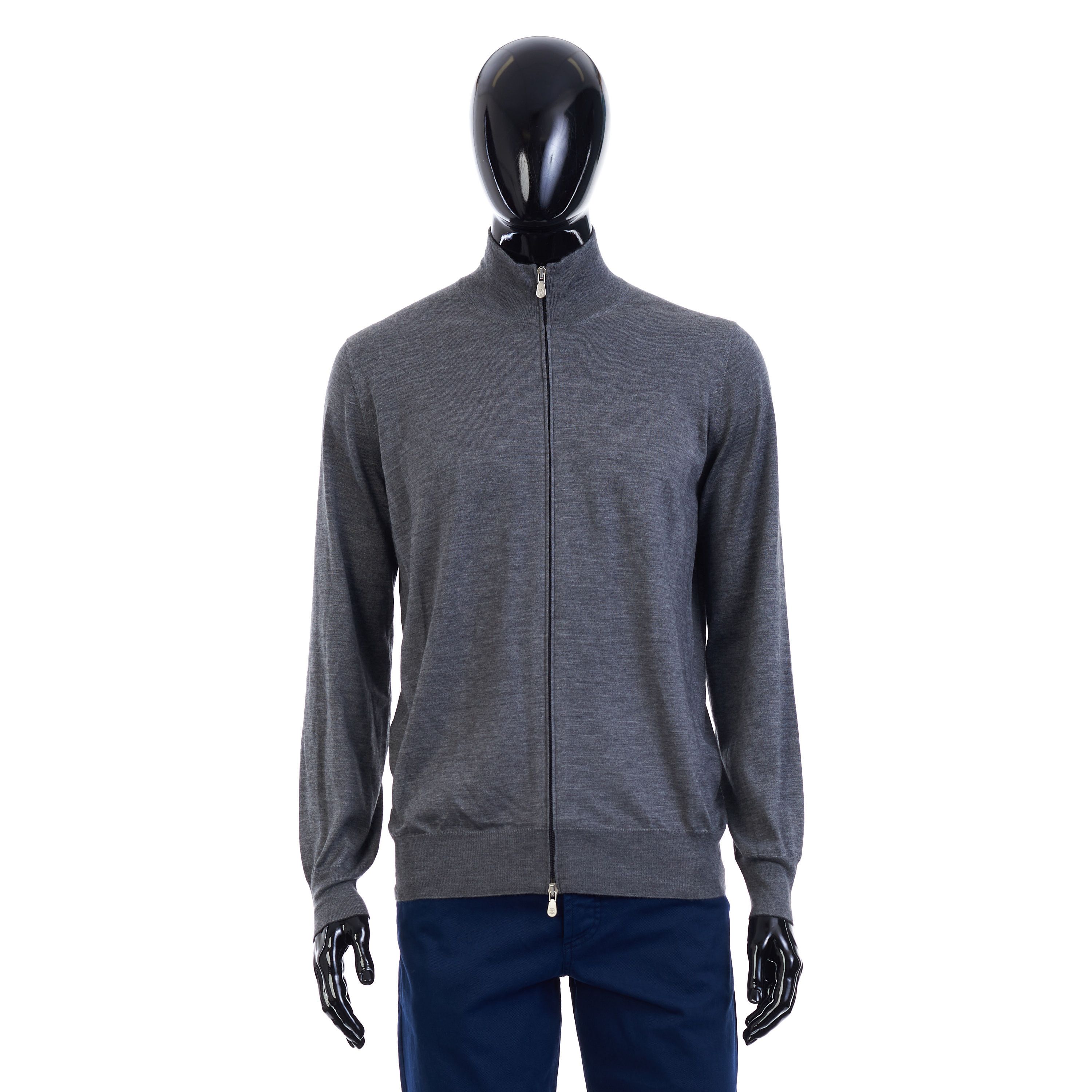 Brunello Cucinelli Dark Gray Full Zip Up Sweater - Lightweight Cashmere & Silk Size US M / EU 48-50 / 2 - 1 Thumbnail
