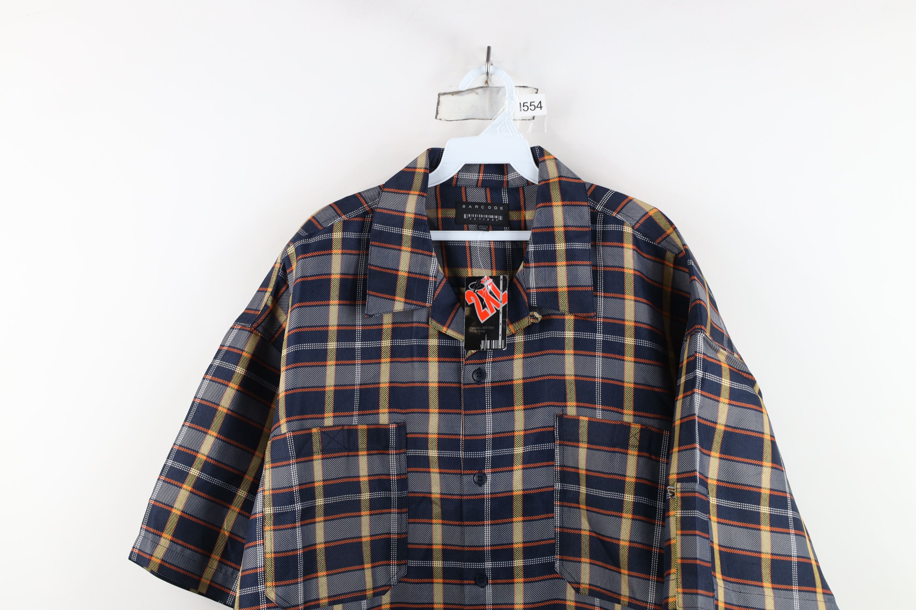 Vintage Deadstock Vintage Y2K Streetwear Baggy Button Shirt Plaid Size US XXL / EU 58 / 5 - 2 Thumbnail