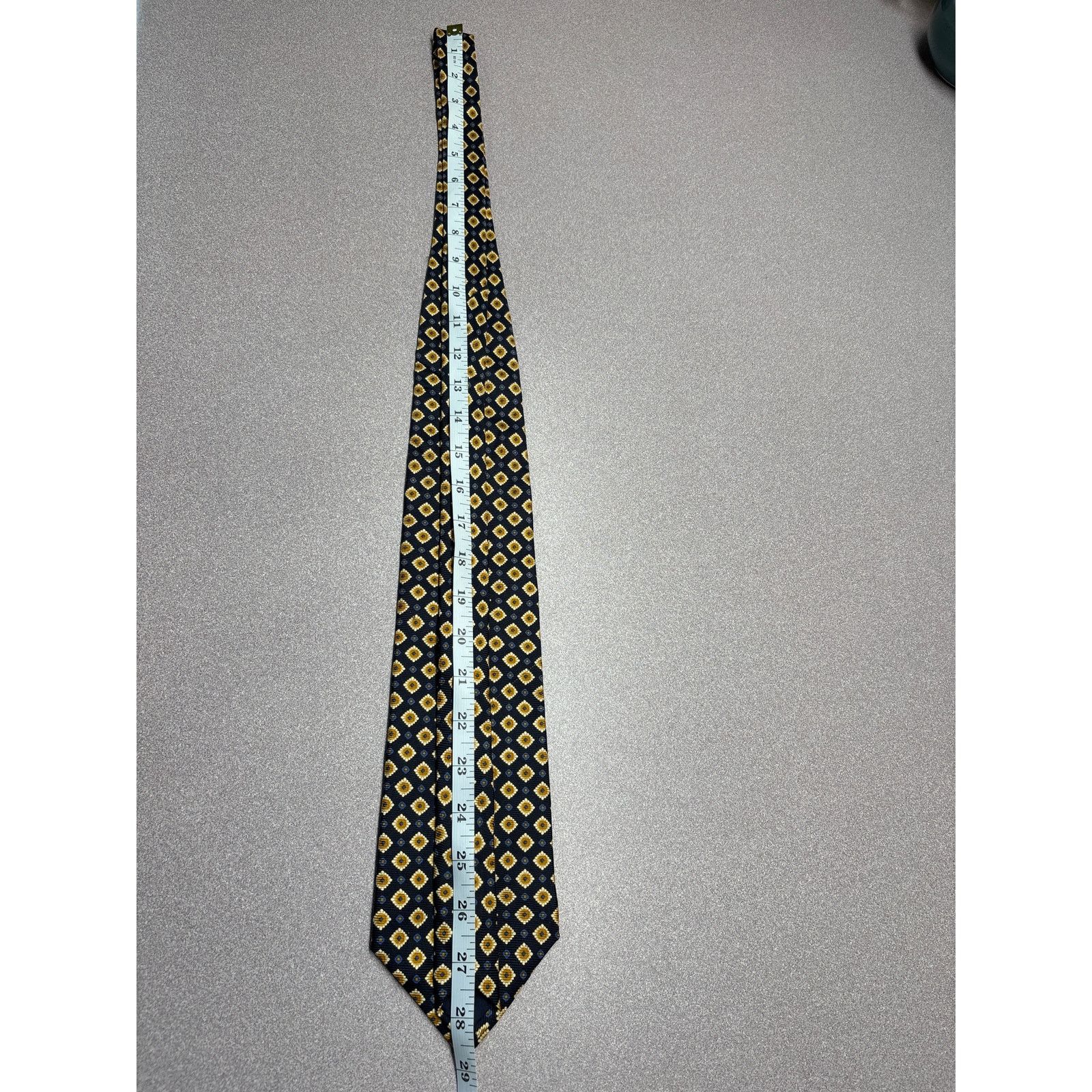 Other jsaco Navy Blue and Gold Geometric Silk Tie Size ONE SIZE - 3 Thumbnail