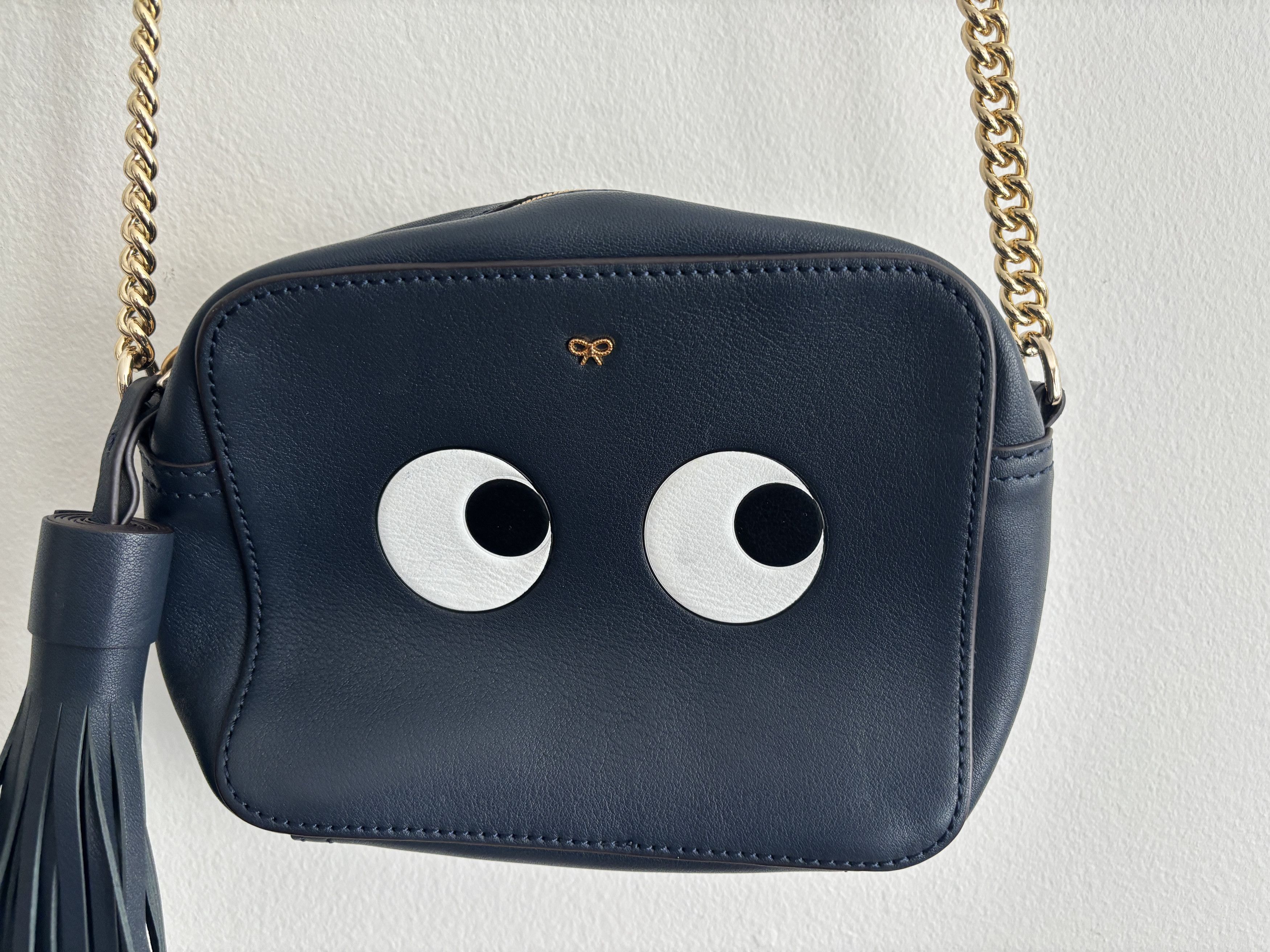 Anya Hindmarch $995 Blue Leather Eyes Crossbody Bag/ Shoulder Strap Purse Size ONE SIZE - 3 Thumbnail