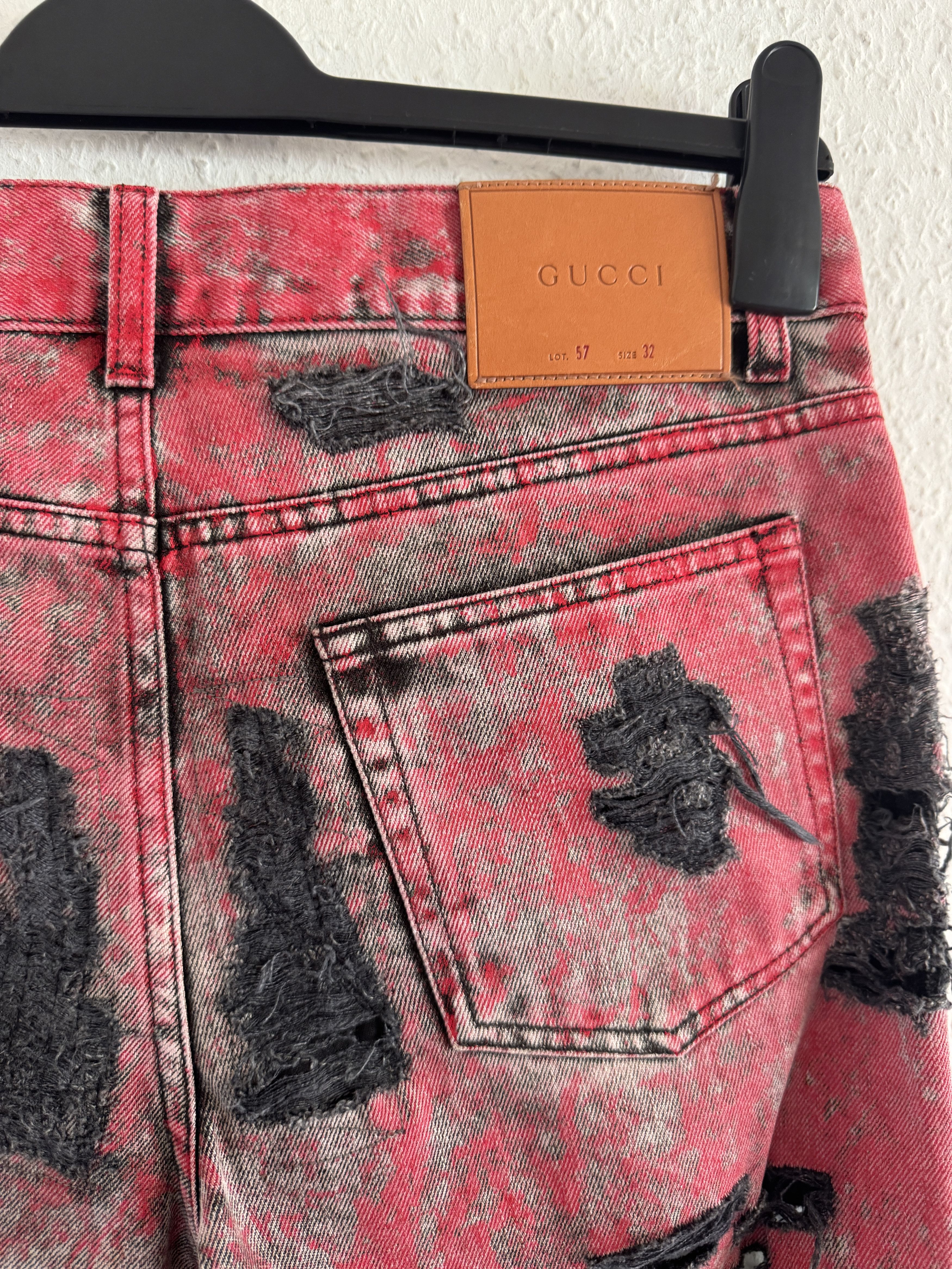 Gucci Distressed Red Destroyed Denim Pants Size US 32 / EU 48 - 10 Thumbnail
