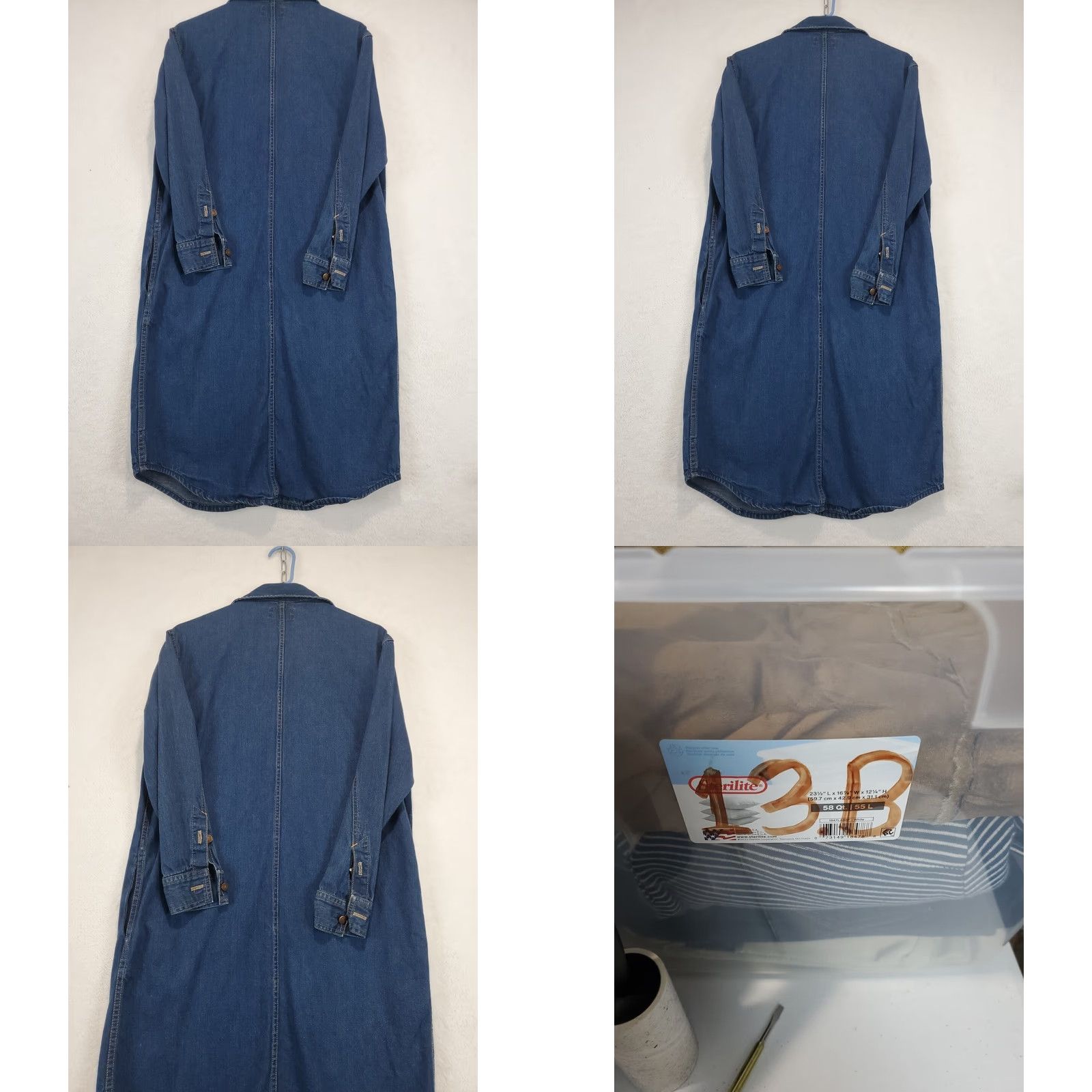 Calvin Klein VINTAGE Calvin Klein Denim Jumper Dress Long Sleeve Midi Blue 7 Women USA 80s Retro Shirt Dress with Pockets Size M / US 6-8 / IT 42-44 - 9 Thumbnail