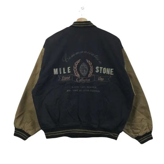 Vtg MILESTONE COVENT LONDON Embroidery Varsity Bomber Jacket