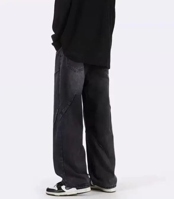 Japanese Brand VIBE Men's wide-leg loose straight patchwork jeans y2k Size US 32 / EU 48 - 4 Thumbnail