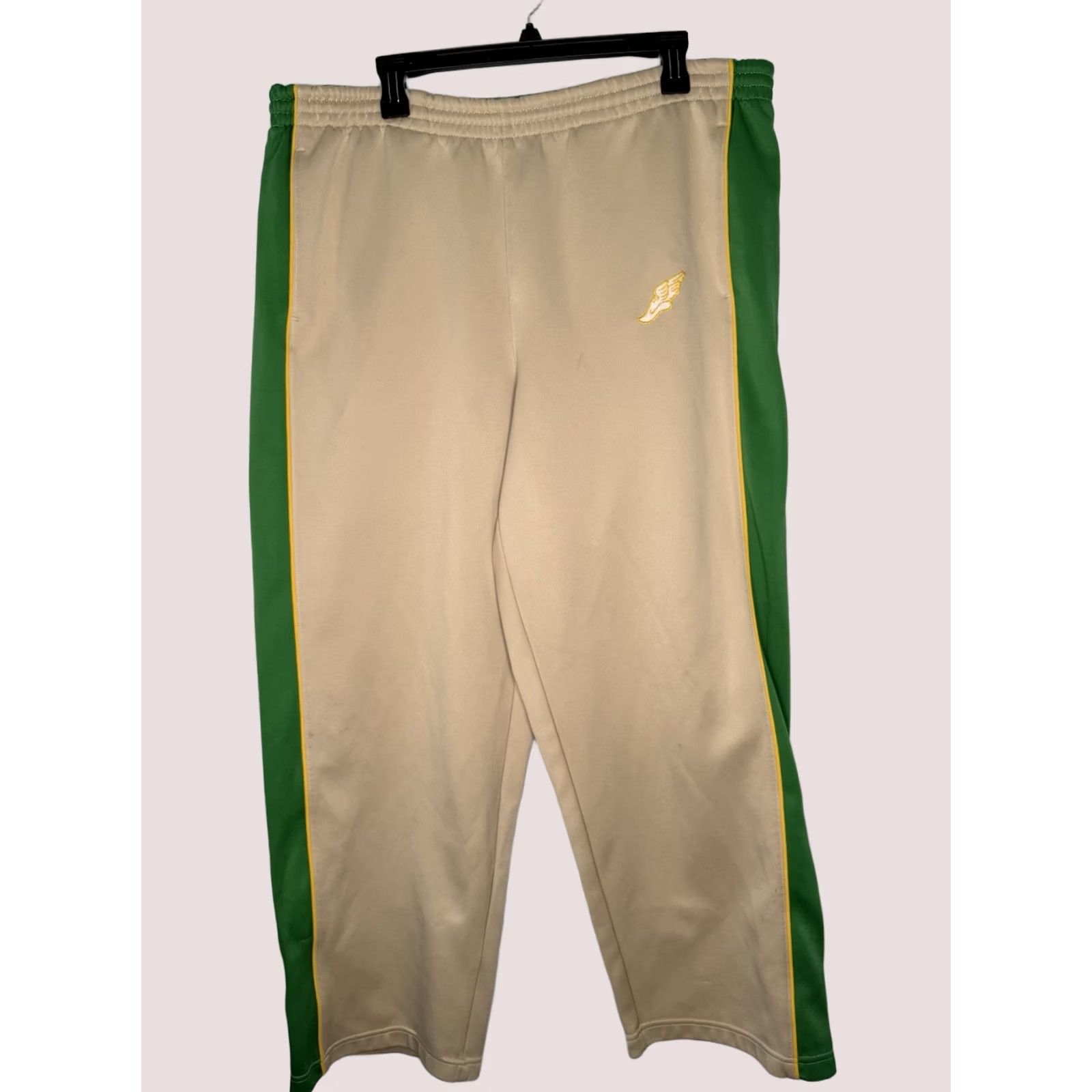 Nike VINTAGE Nike Sweatpants Mens Large Track Pants Beige 100% Polyester Oregon Prefontaine Winged Foot Logo Mens Size US 33 - 1 Thumbnail