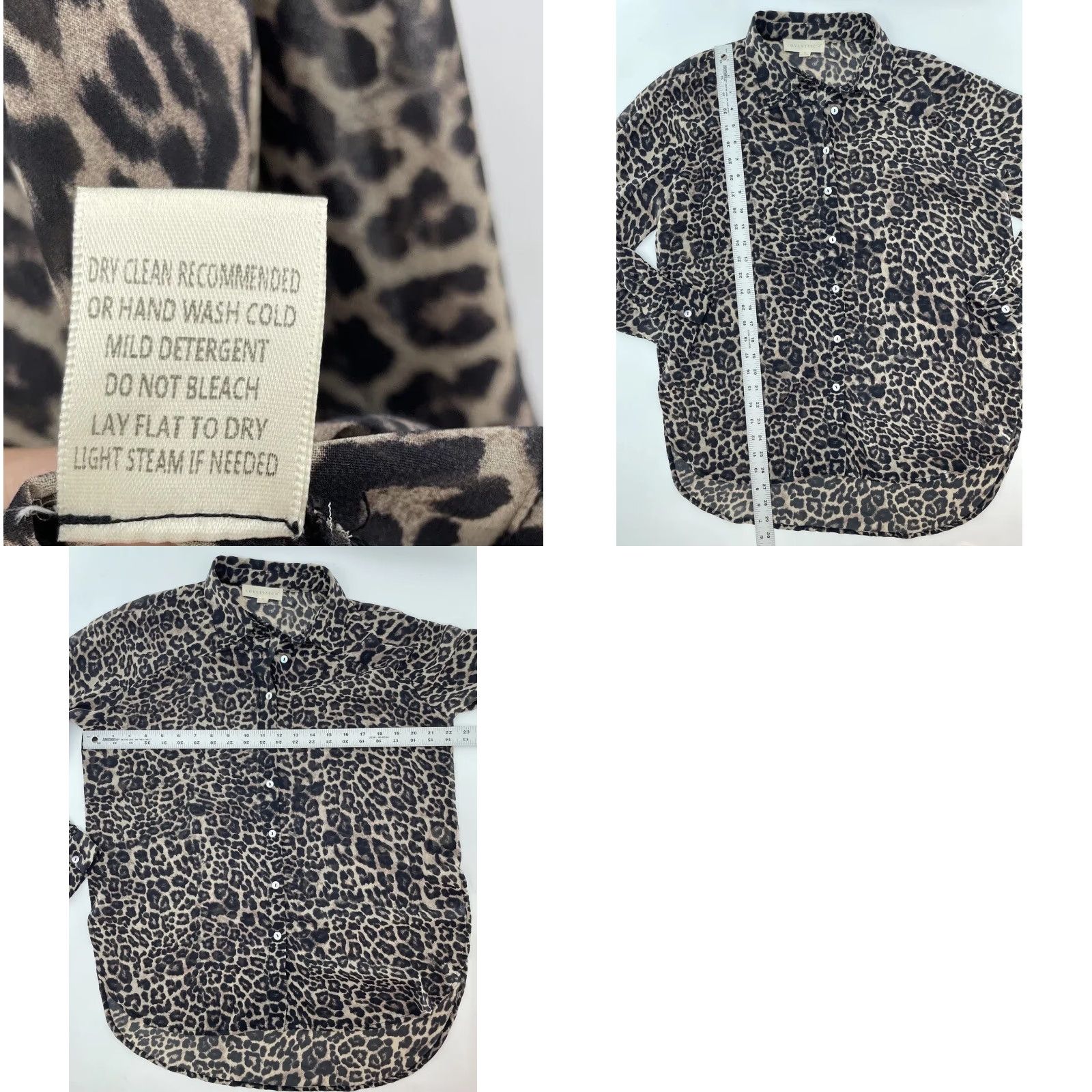 Vintage Lovestitch Cheetah Print Button Up Shirt Women Small Chiffon Sheer Collared Long Sleeve Beige Size S / US 4 / IT 40 - 8 Thumbnail