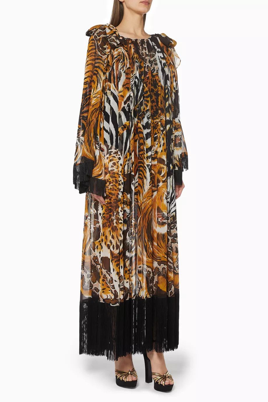 o1y0825 Tiger-Print Maxi Dress in Multicolor