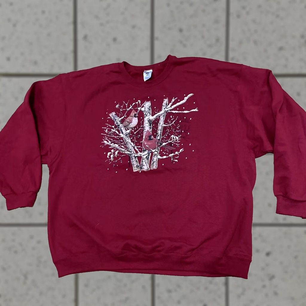Jerzees JERZEES Sweater Unisex Adults 3X Red Cardinal Forest Nature Fleece Pullover Crew Neck Long Sleeve Graphic Print Red Sweatshirt Size US XXL / EU 58 / 5 - 1 Thumbnail