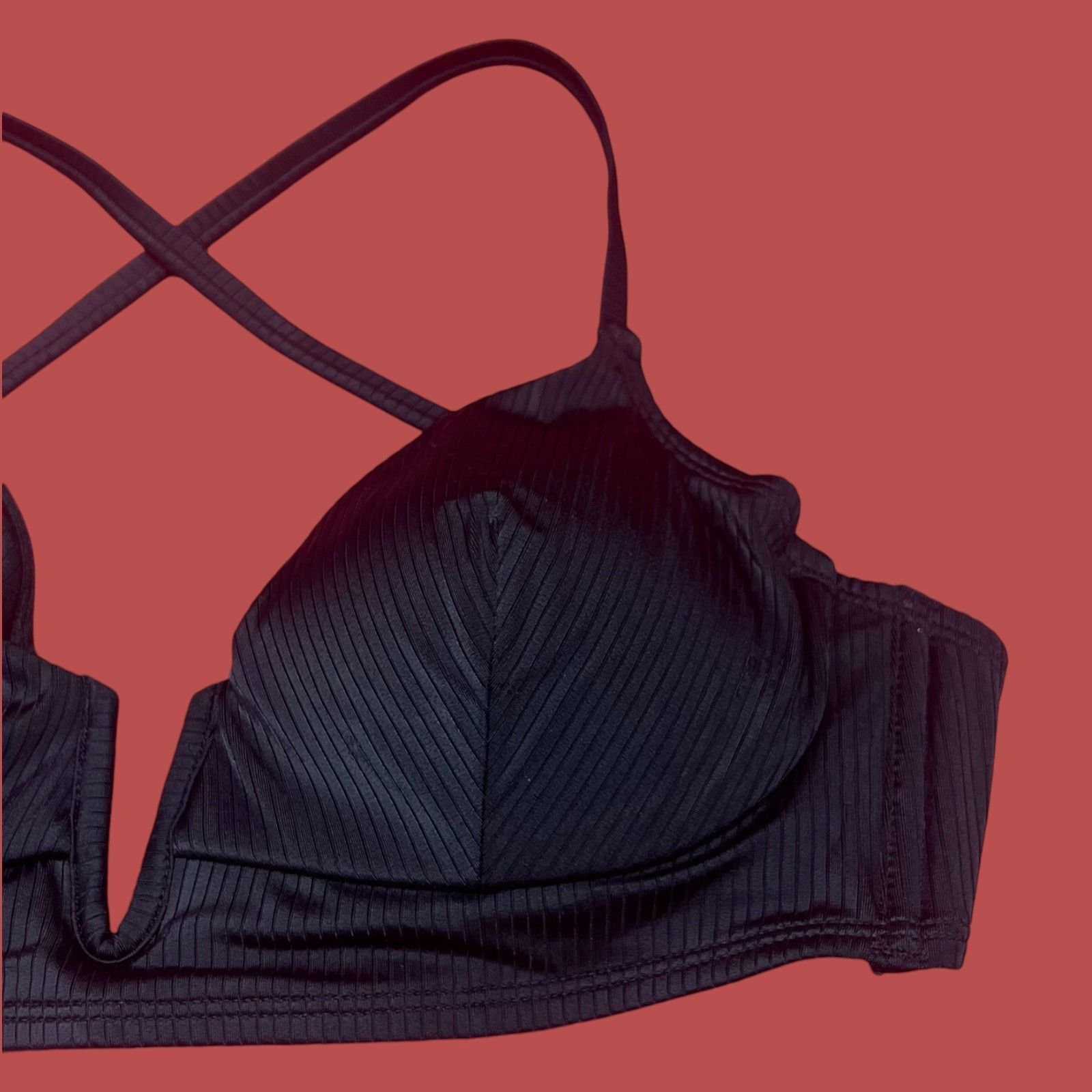 Other Shade & Shore - Women's Ribbed Longline V-Wire Bikini Top - Size ONE SIZE - 13 Thumbnail