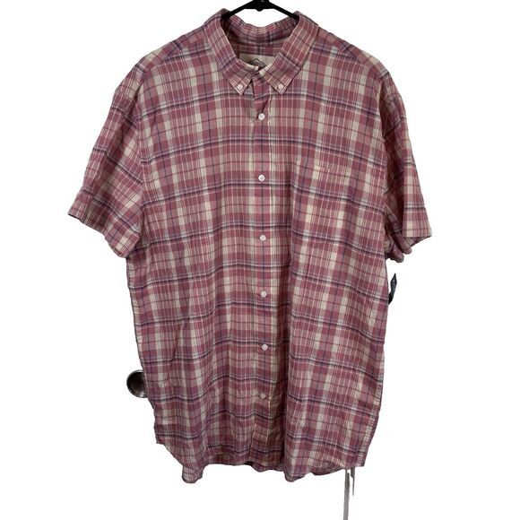St. Johns Bay St John' Bay Men Pink Plaid Button Up Short Sleeve Shirt XL Size US XL / EU 56 / 4 - 1 Thumbnail