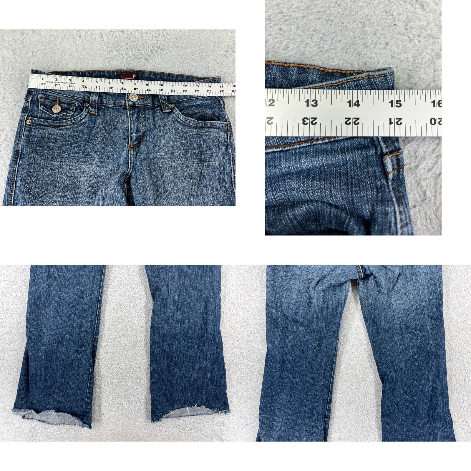 Vintage VINTAGE Underground Soul Jeans Women 9 Blue Denim Flare Raw Hem Embroidered Cotton Denim Jeans Womens 90s USA Size 30" / US 8 / IT 44 - 9 Thumbnail