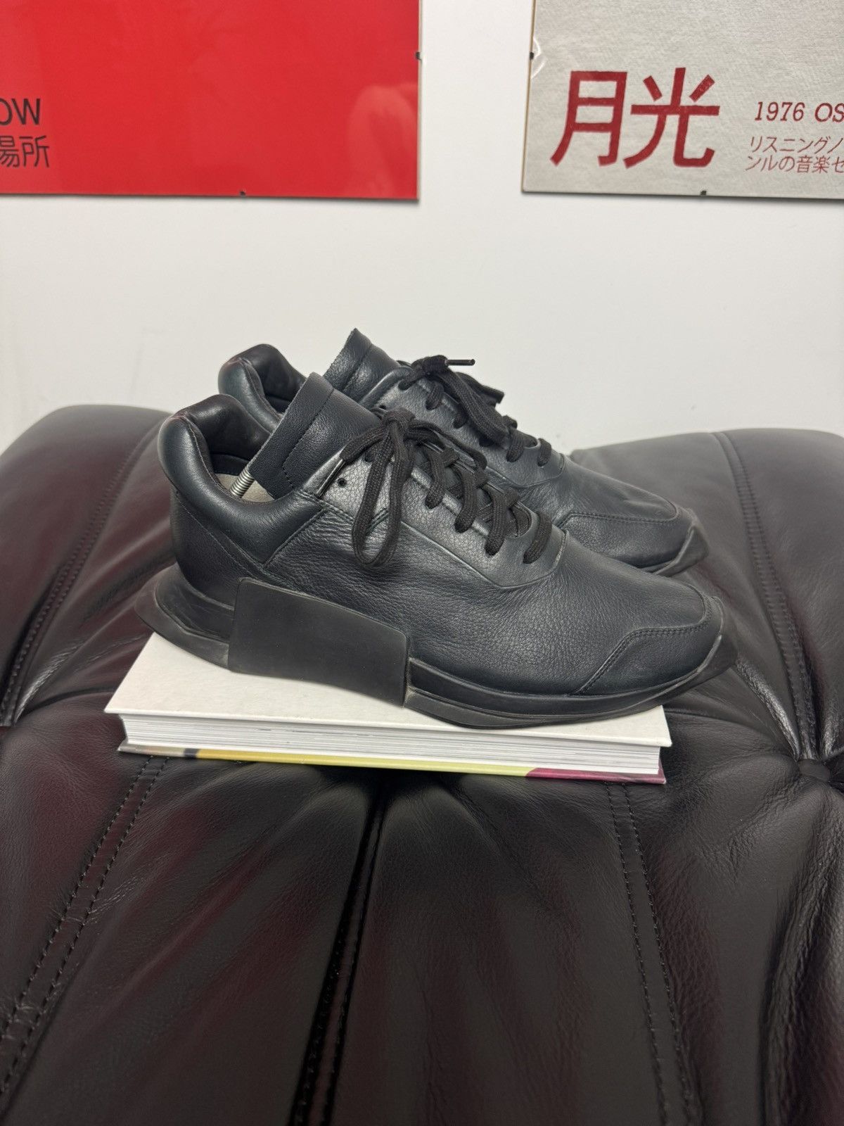 Adidas × Rick Owens Rick Owens Adidas Level Runner Triple Black Low Leather Rare Size US 8.5 / EU 41-42 - 3 Thumbnail
