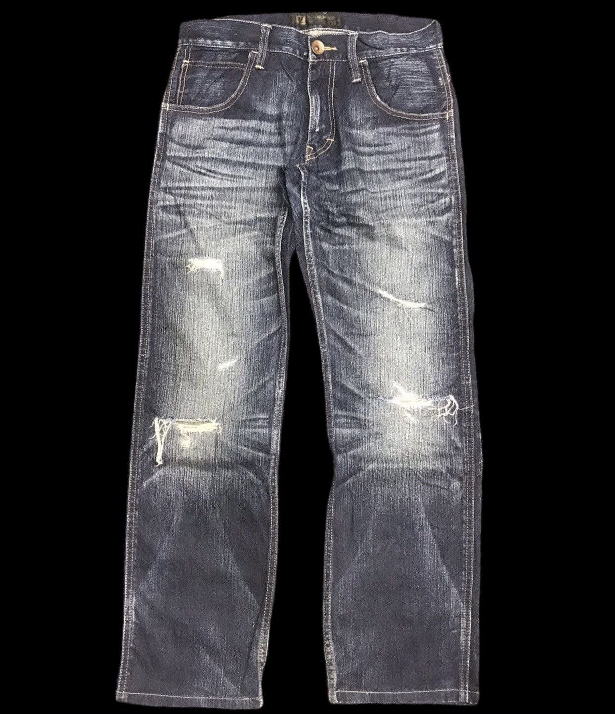 Japanese Brand BACK NUMBER Distressed Buckle Back Jeans Size US 31 - 2 Thumbnail