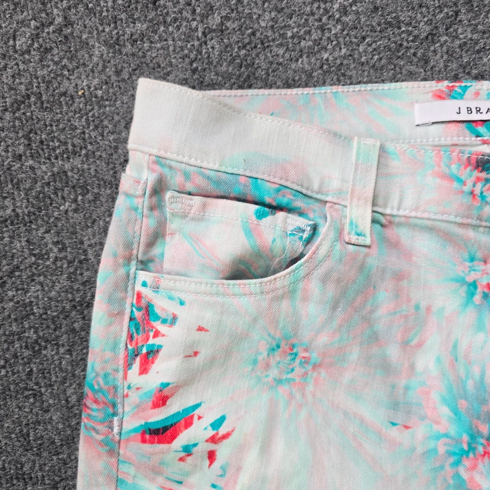J Brand J Brand Pants Womens 29 White Floral Art To Wear Stretch Skinny Casual Green Twill Cotton Ankle Regular Women Mens Size 29" - 3 Thumbnail