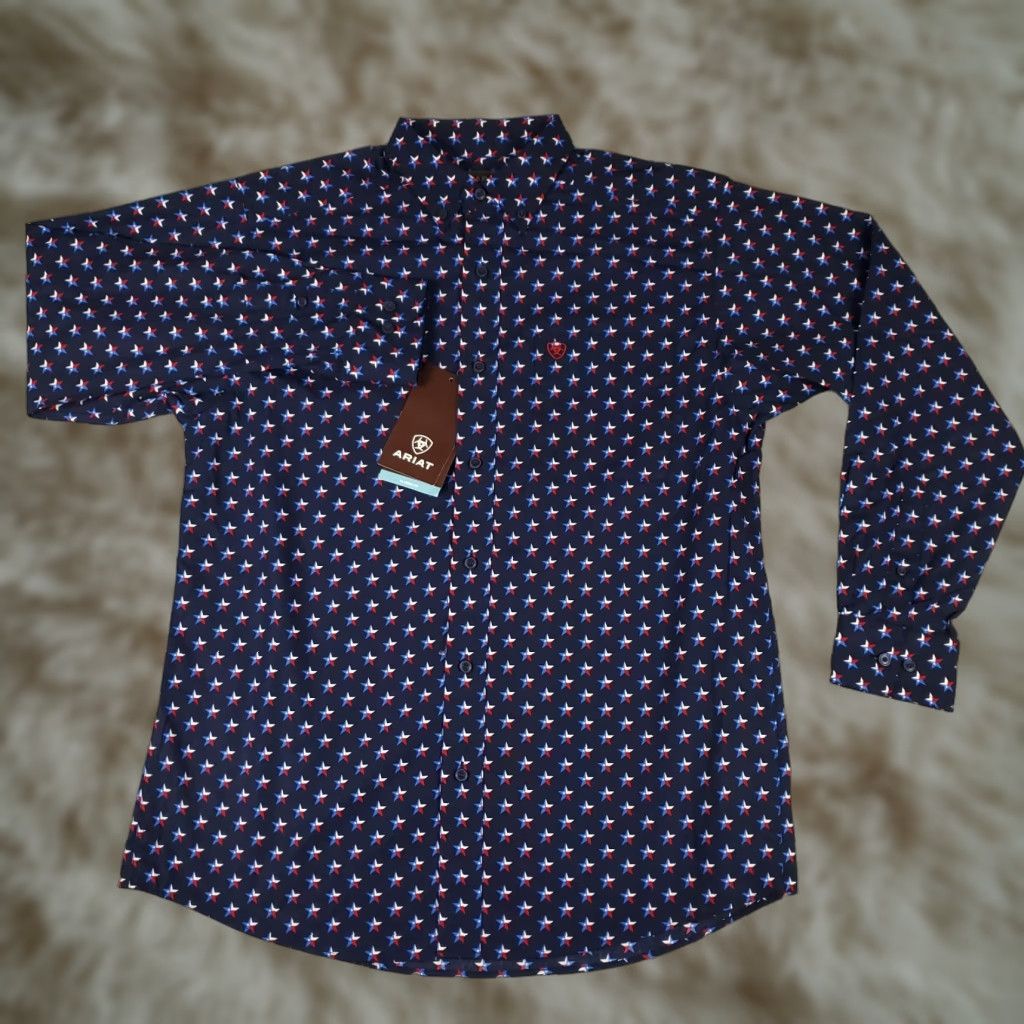 Ariat Ariat Shirt Mens Size Medium Blue Star Print Button-Up Long Sleeve Casual Shirt Size US M / EU 48-50 / 2 - 1 Thumbnail