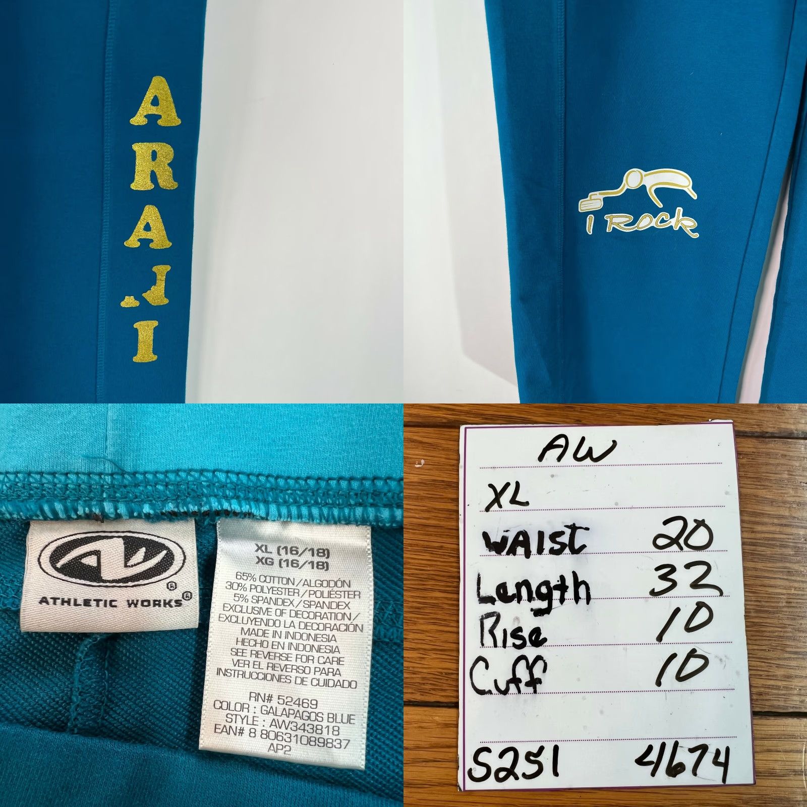 Athletic Works Athletic Works Womens Track Pants XL 16/18 Blue Gym Activewear Size 40" / US 18 - 8 Thumbnail