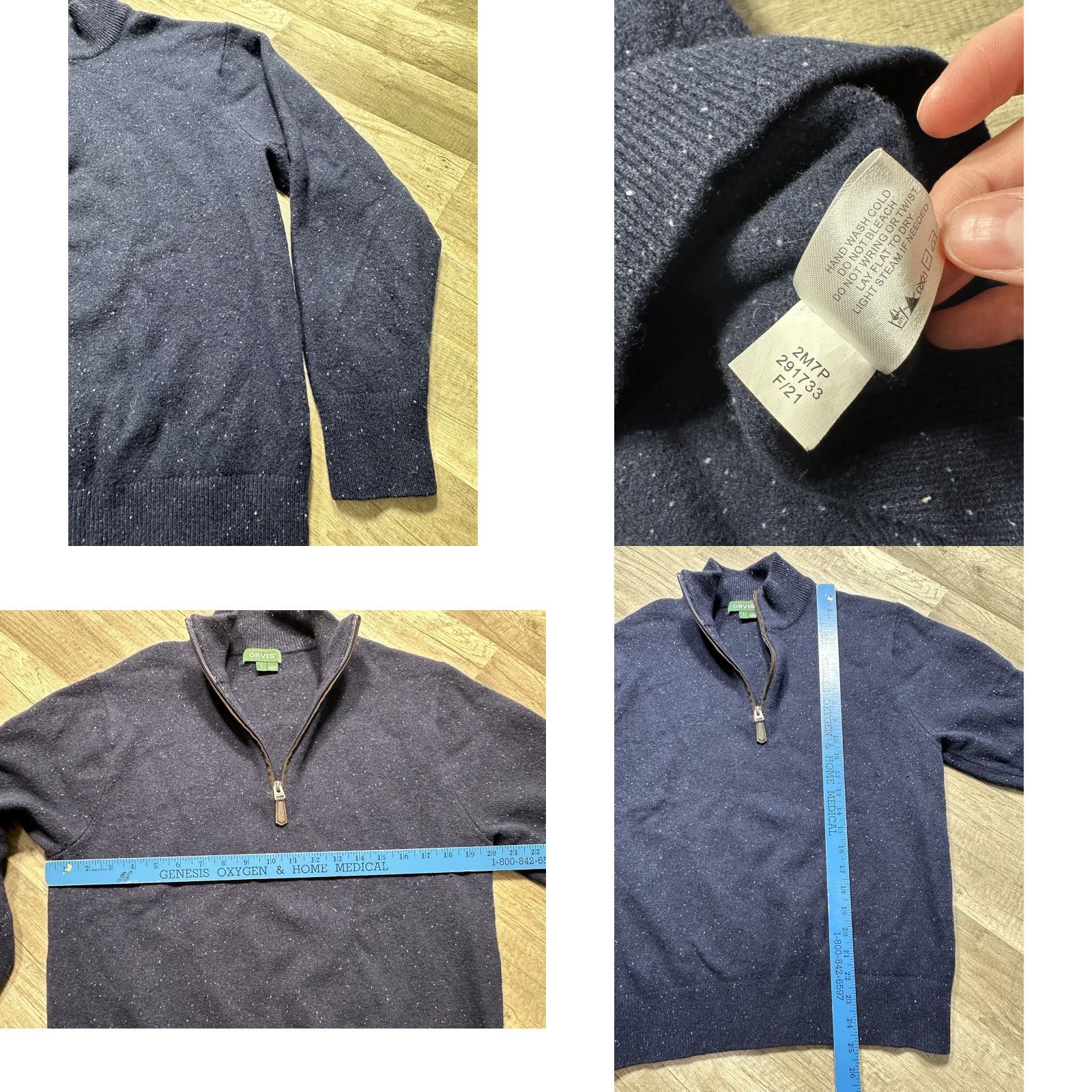 Orvis Orvis Sweater Mens Large Navy Blue Speckled Knit Wool 1/4 Zip Casual Pullover Size US L / EU 52-54 / 3 - 8 Thumbnail