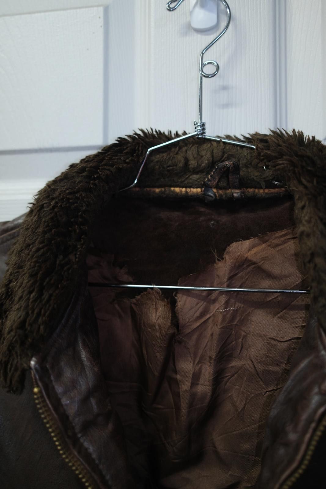 Vintage 60's Military Leather Flight Bomber Jacket Size M / US 6-8 / IT 42-44 - 6 Thumbnail