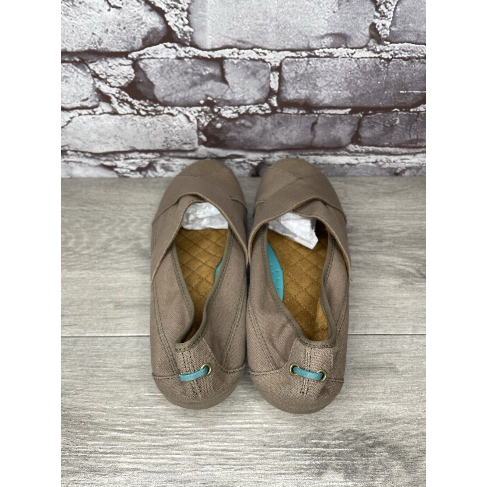 Other Mozo Taupe Canvas Fabric Comfort Slip Ballet Flats Shoes Wom Size US 8 / IT 38 - 5 Thumbnail