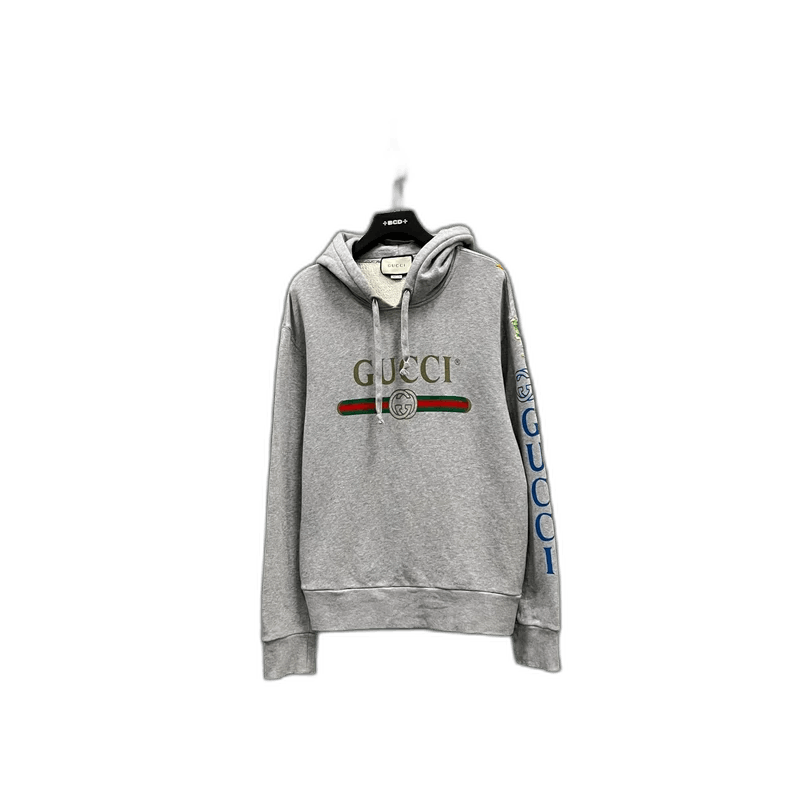 Gucci Gucci Gray Logo Hoodie with Drawstrings Size US M / EU 48-50 / 2 - 1 Thumbnail