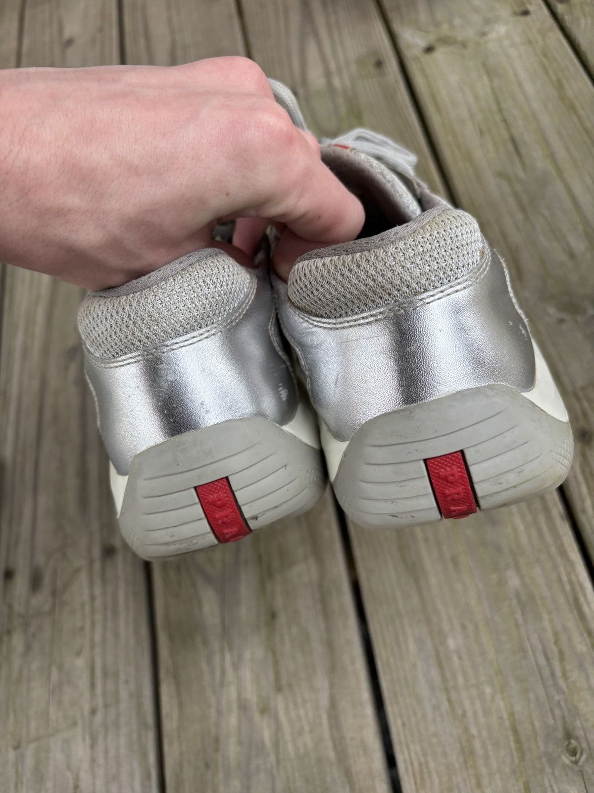 Prada Americas Cup Silver Leather Size 9 Size US 9 / EU 42 - 7 Thumbnail
