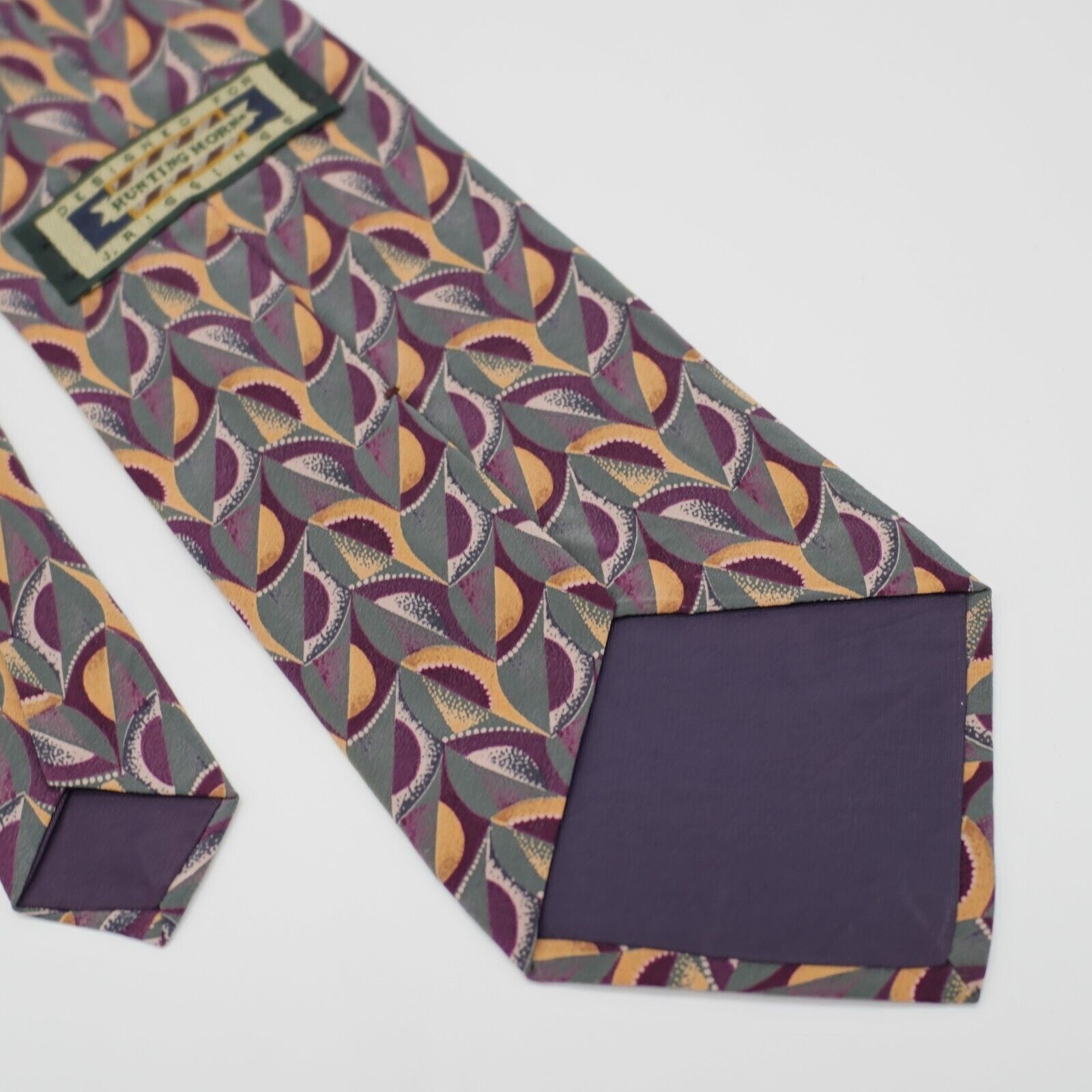 Vintage J. Riggins Hunting Horn Purple Green Abstract Print Short Wi Size ONE SIZE - 5 Thumbnail