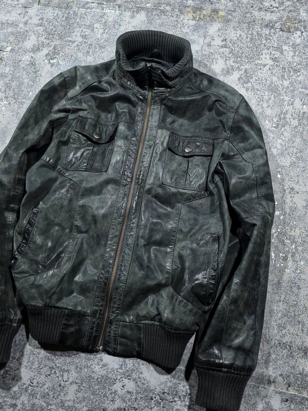 Leather avantgarde dark green hedi slimane type bomber jacket Size US L / EU 52-54 / 3 - 4 Thumbnail