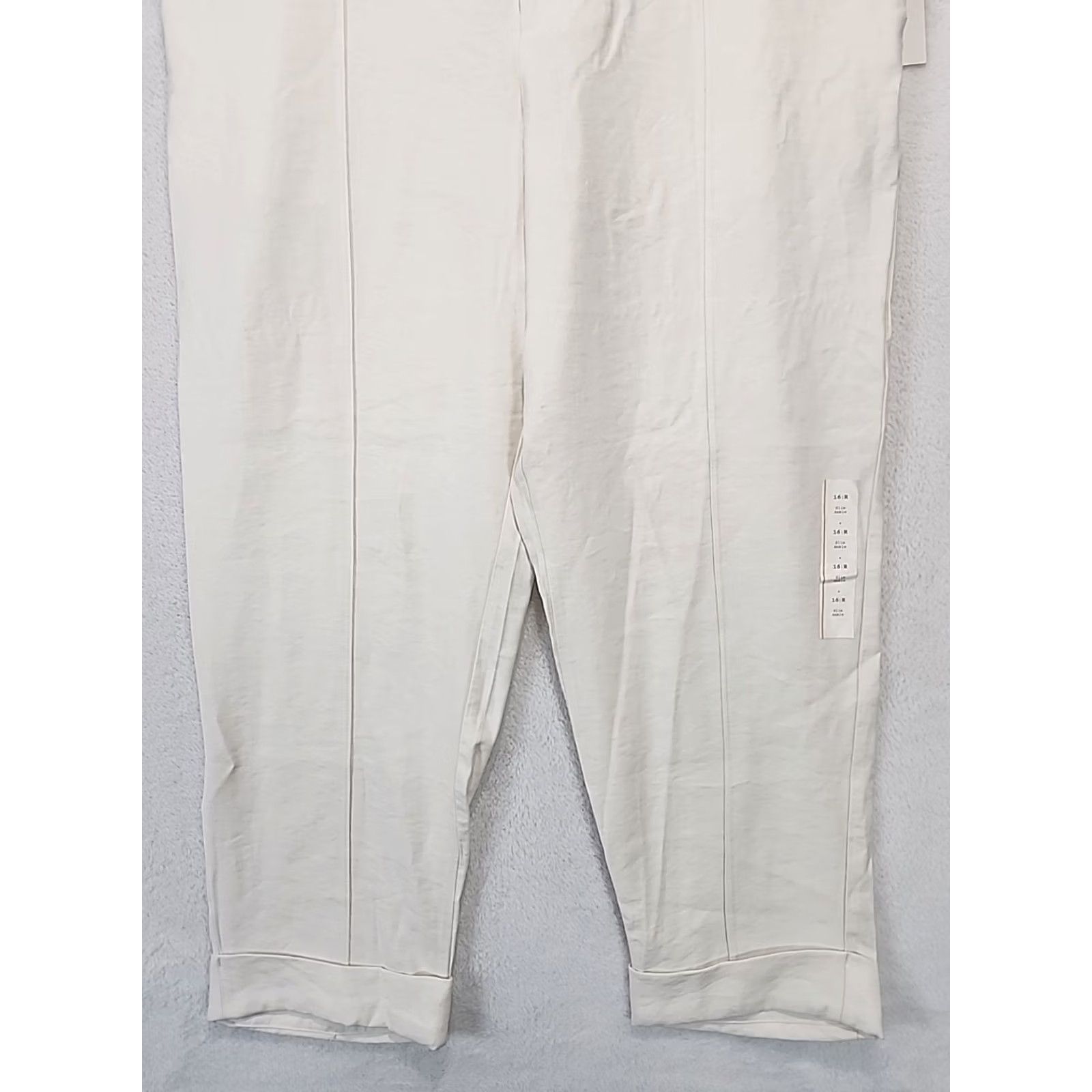 Vintage A New Day Ivory Pleated Elastic Waist Wide-Leg Pants Beach 16 Womens Modern Vintage: No (adjusted per rules: but must use original words only) Size 38" / US 16 / IT 52 - 4 Thumbnail
