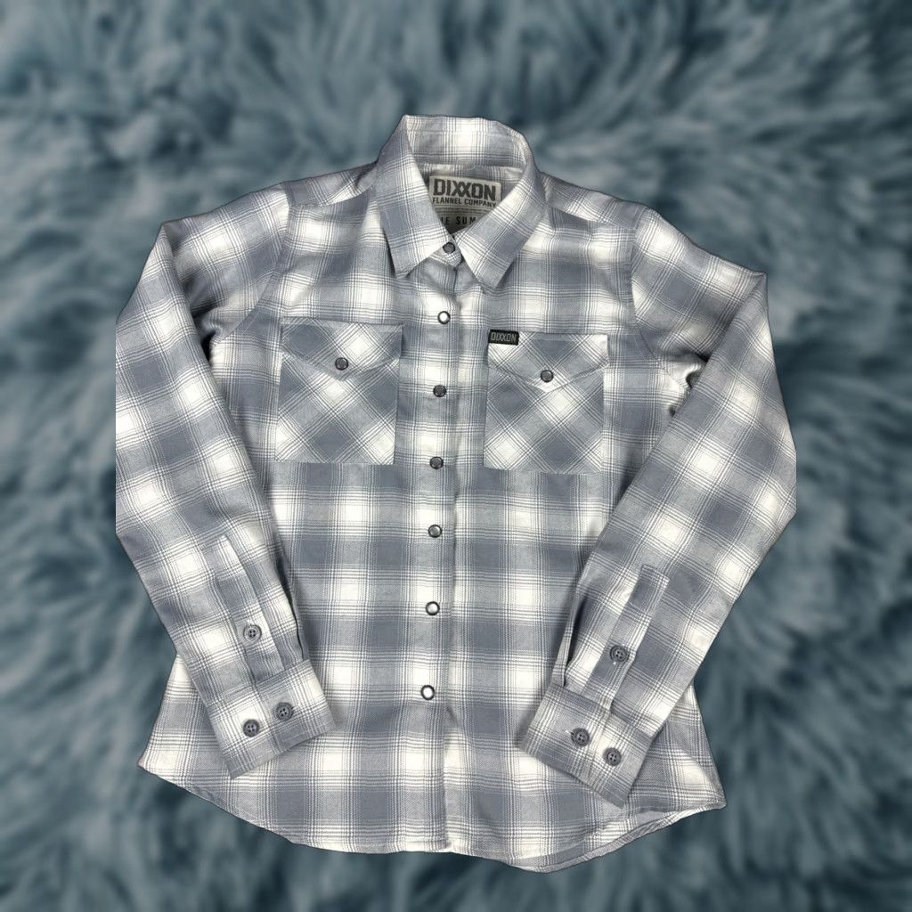 CO Dixxon Flannel Co The Summit Women’s Long Sleeve Shirt S Gray White Shirt Women Small Gray White Flannel Long Sleeve Women S Size S / US 4 / IT 40 - 1 Thumbnail