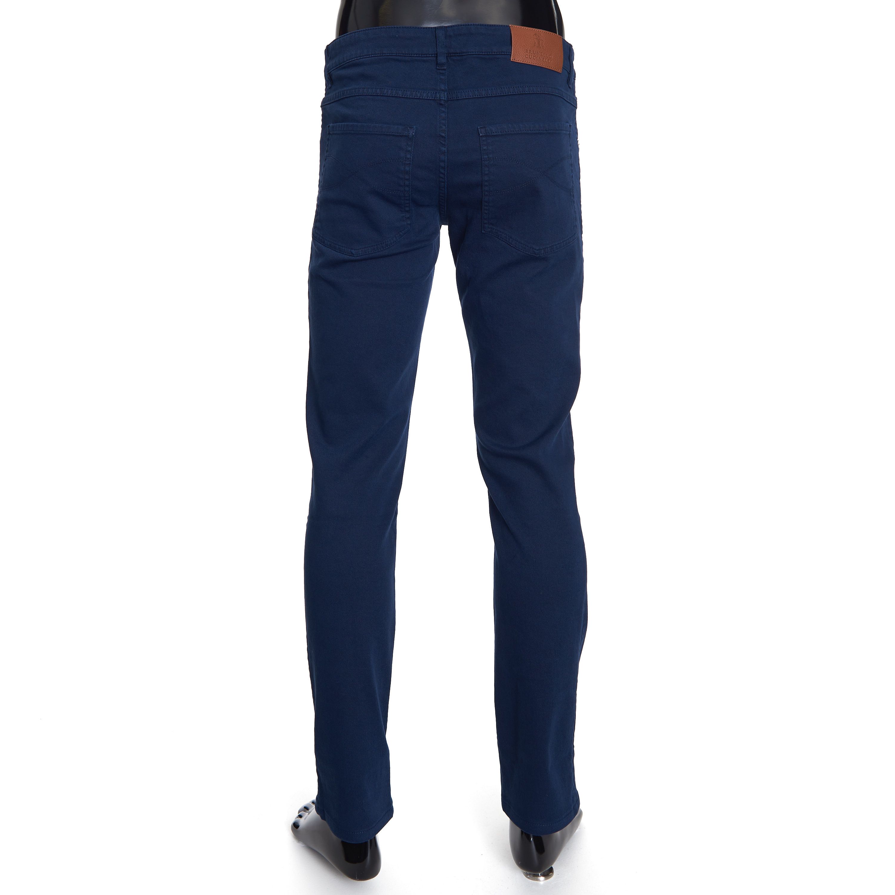 Brunello Cucinelli Navy Blue Stretch Denim Trousers - Slim Fit, Five-Pocket Size US 40 / EU 56 - 5 Thumbnail
