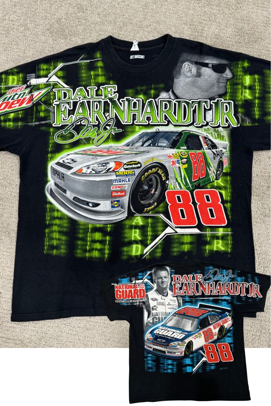 image of Mountain Dew x Nascar Vintage Nascar Dale Earnhardt Jr. 88 All Over Print Dale in Black (Size 2XL)