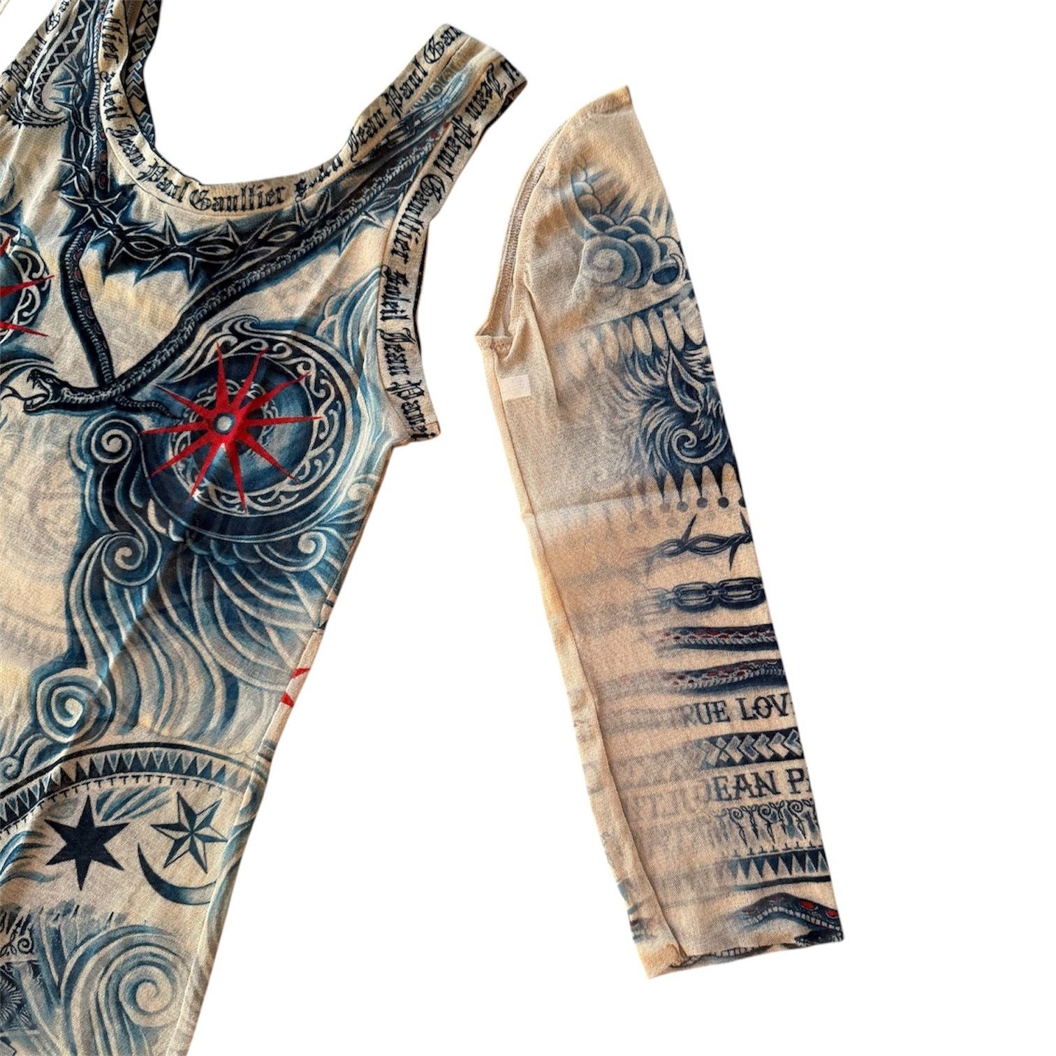 Jean Paul Gaultier Jean Paul Gaultier Soleil Tattoo Archive Mesh Tank Top Beige Size M / US 6-8 / IT 42-44 - 6 Thumbnail