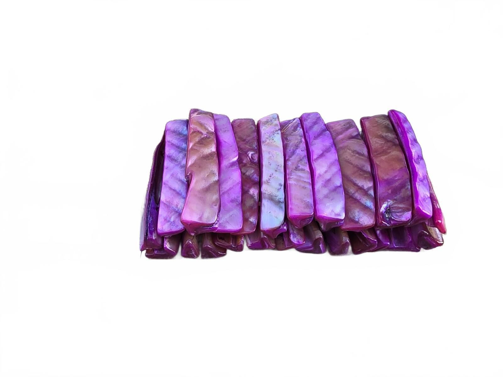 The Unbranded Brand Vintage Abalone Vibrant Purple Shell Stretch Bracelet Chunky Size ONE SIZE - 8 Thumbnail