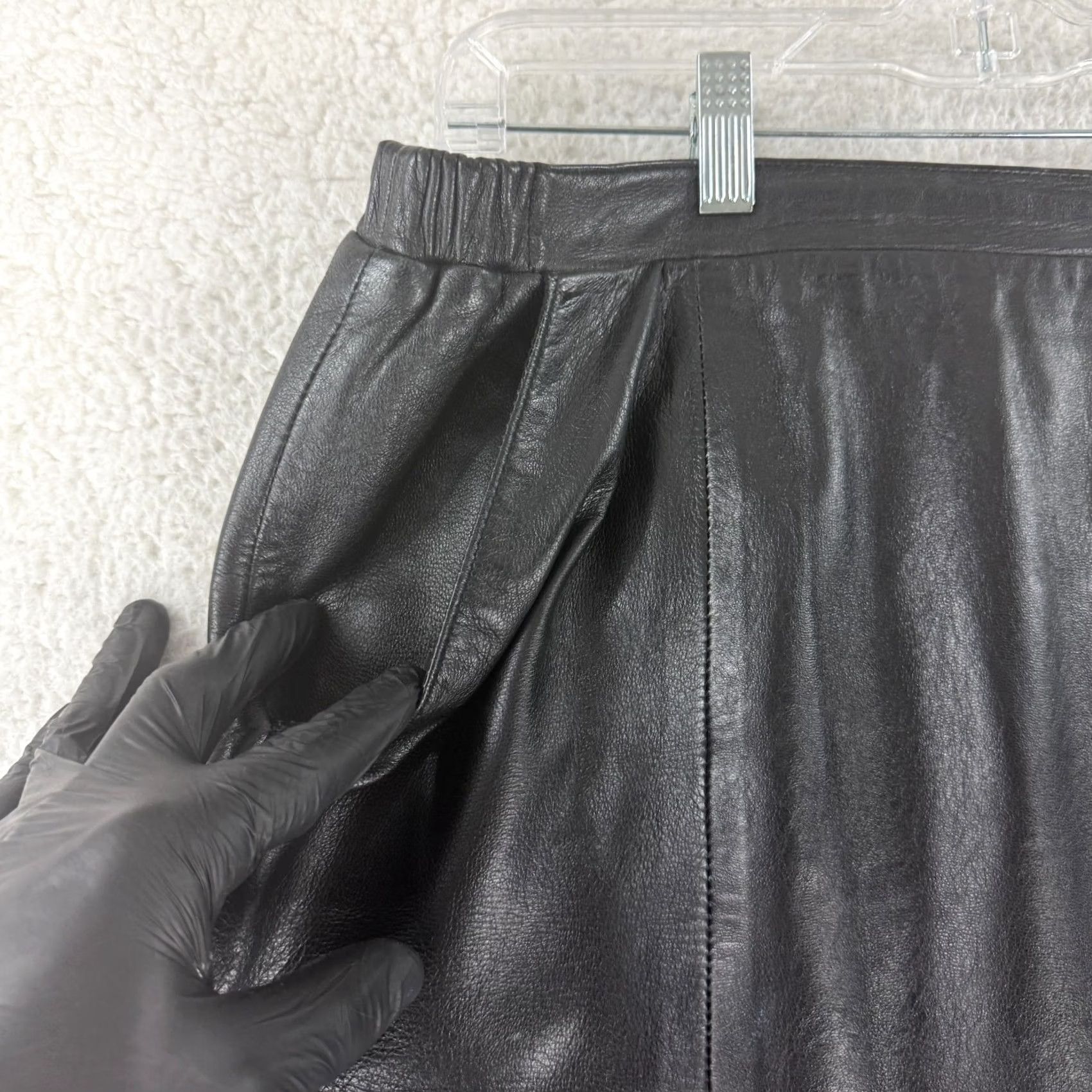 Caruso VINTAGE Peter Caruso A-Line Skirt Womens Size 12 Black Leather Suede Zip Up Size 34" / US 12 / IT 48 - 2 Thumbnail
