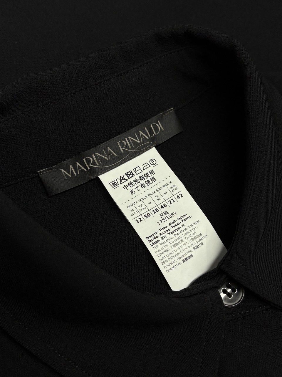 Marina Rinaldi Marina Rinaldi Triacetate Cady Tunic Shirt Black 350$ RRP Size XL / US 12-14 / IT 48-50 - 17 Thumbnail