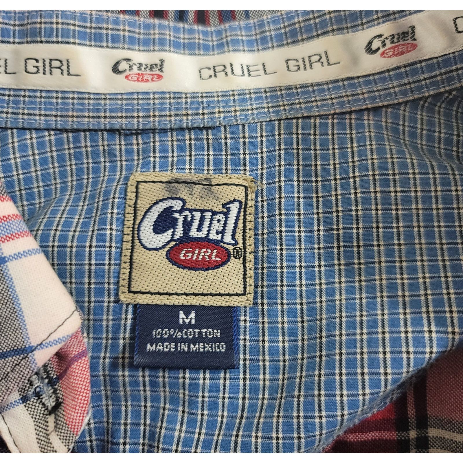 Other Cruel Girl Red White Blue Plaid Button Up Top Medium Size M / US 6-8 / IT 42-44 - 4 Thumbnail