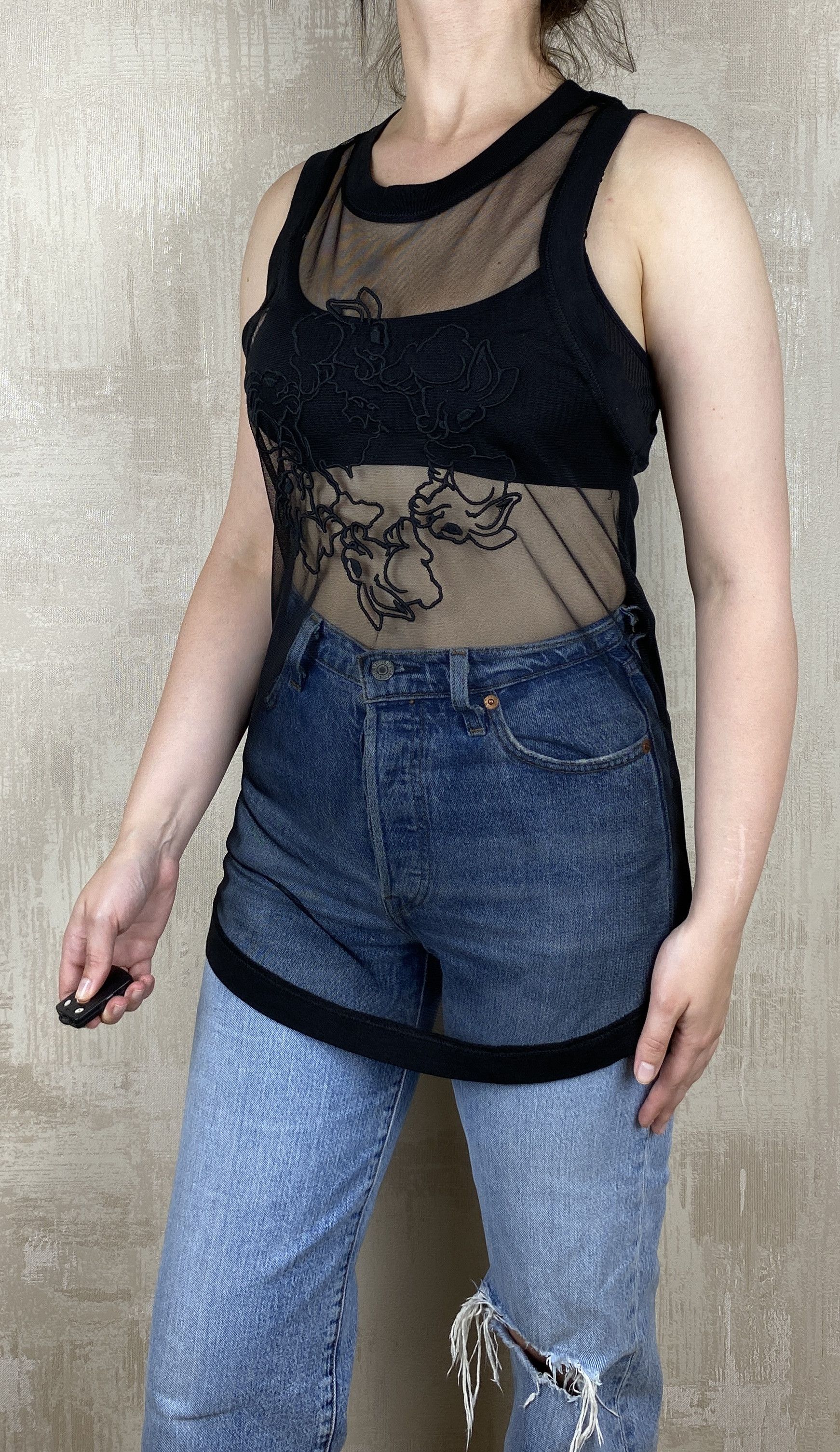 Diesel Diesel Black Mesh Front Sleeveless Top Tunic Size M Size M / US 6-8 / IT 42-44 - 1 Thumbnail