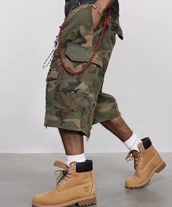 Jean Camouflage Ripped Shorts Size US 30 / EU 46 - 3 Thumbnail