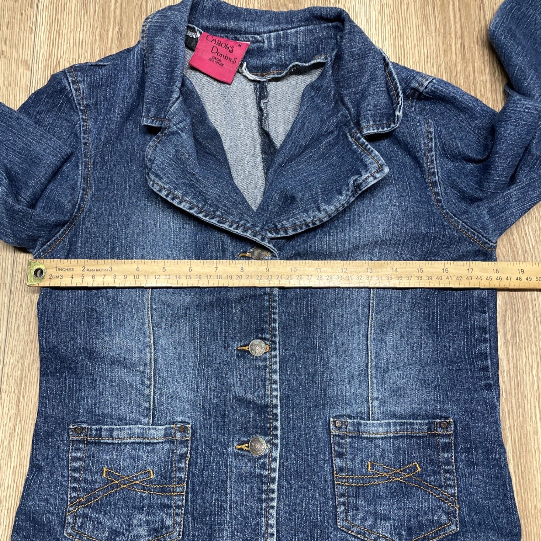 Denime VINTAGE Jean Women Denim Blazer Jacket Size M Blue 100% Cotton Basic Jacket Size M / US 6-8 / IT 42-44 - 6 Thumbnail